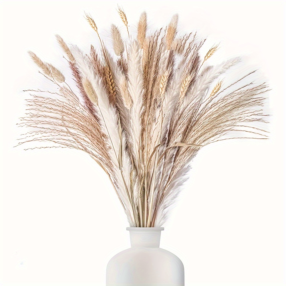 40PCS Black Pampas Grass Decor for Table Room Nature Dried Flowers