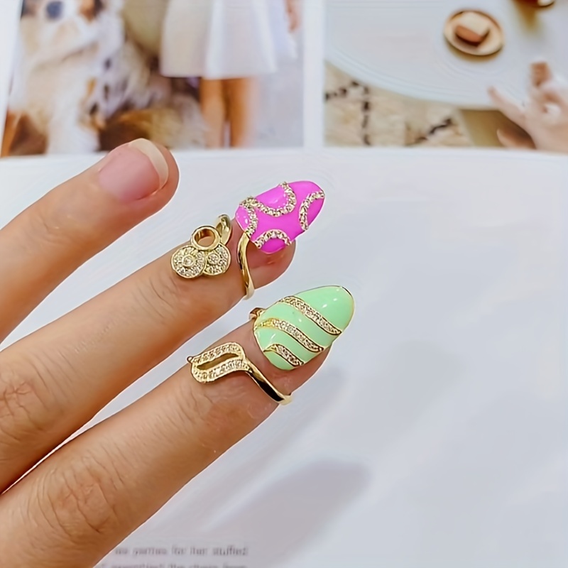 Y2k Style Nail Ring Set Personality Women's Ring Jewelry - Temu