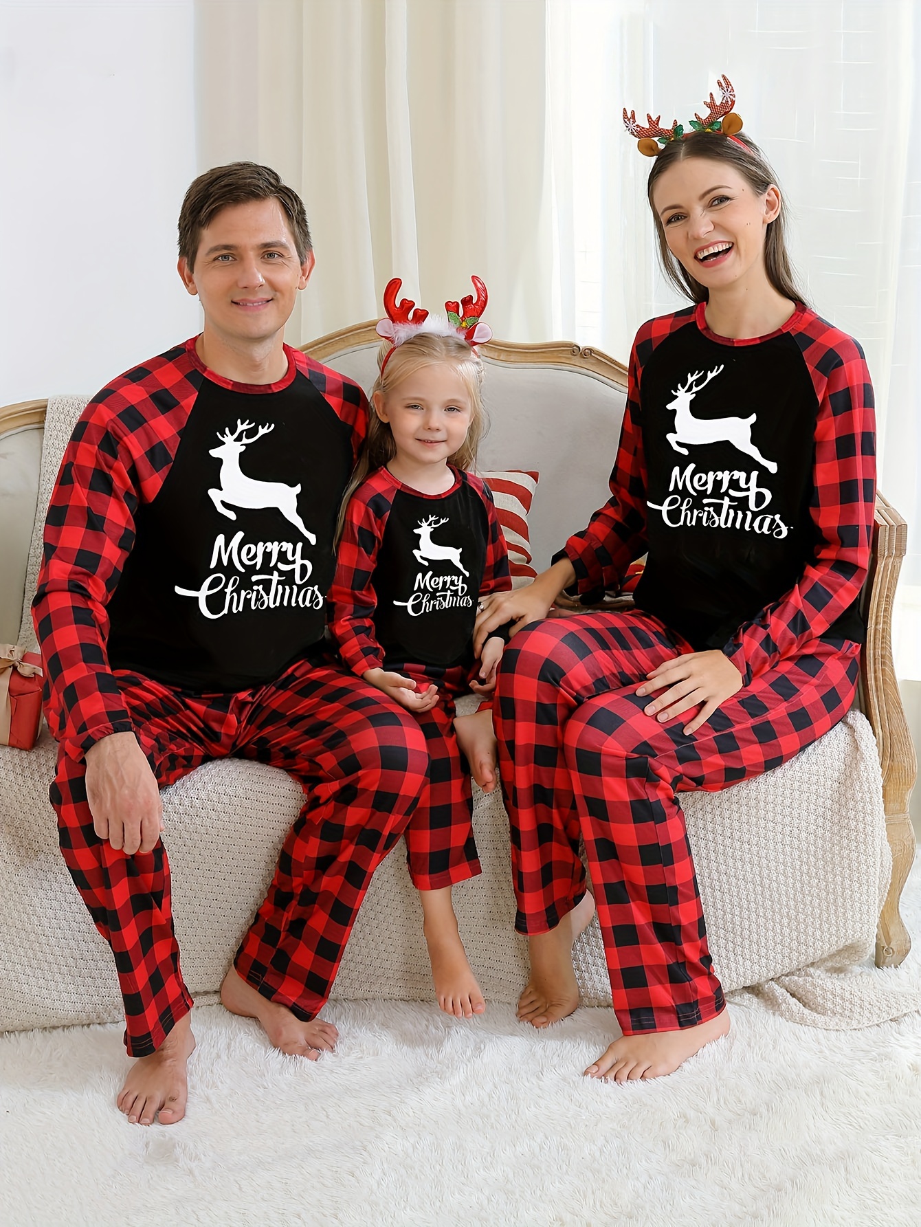 Pyjama Ensemble De Famille Noël Top Pantalon Motif De Noël Bébé Enfant  Adulte