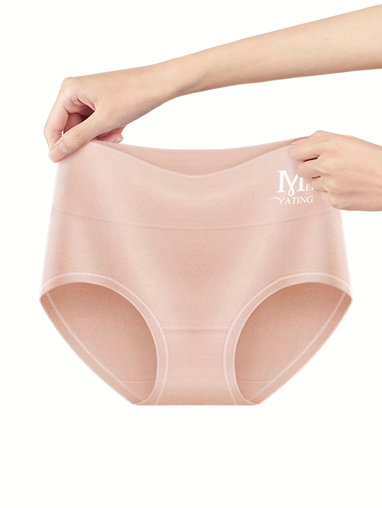Plus Size Simple Panty Women's Plus Breathable Solid Ribbed - Temu