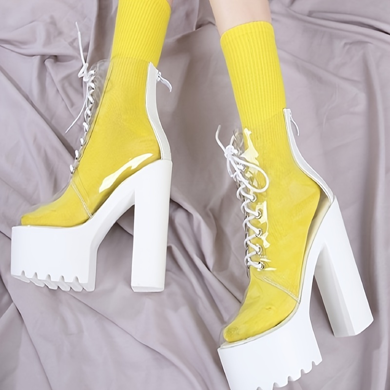 Super High Stiletto Heel Lace Up Ankle Boots