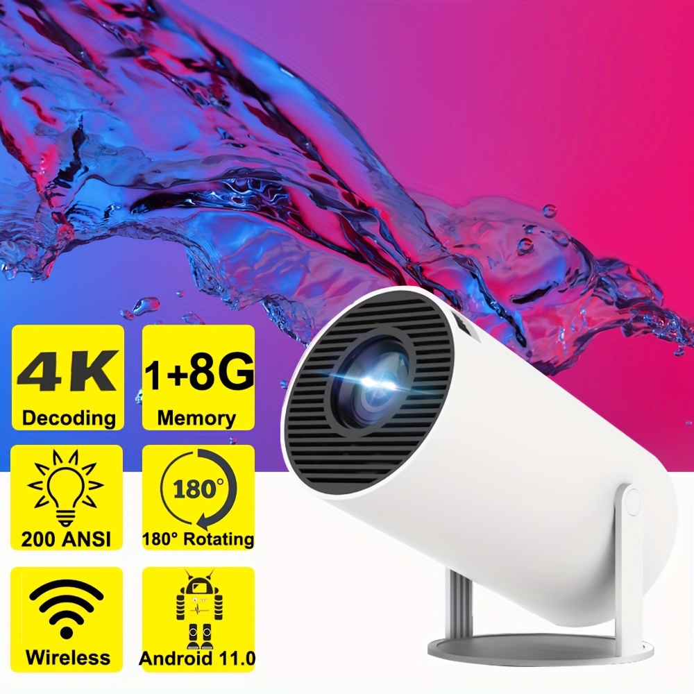 Mini Projecteur pour Home Cinéma et Camping Bureau, Haut-Parleur Bluetooth  Ansi, hy300, 4K, Android 11, Touriste, Wifi6 200, 1280x720P, 1080P -  AliExpress