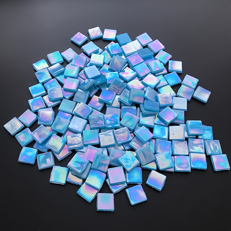 Image of 65pcs Blue Metal Illusionary Gloss Hot Melt Burnt Mosaic 0.591 * 0.591in Ice Jade Mosaic Particle Handmade Diy Decoration Painting Handmade Materials Suitable For Creative Decoration