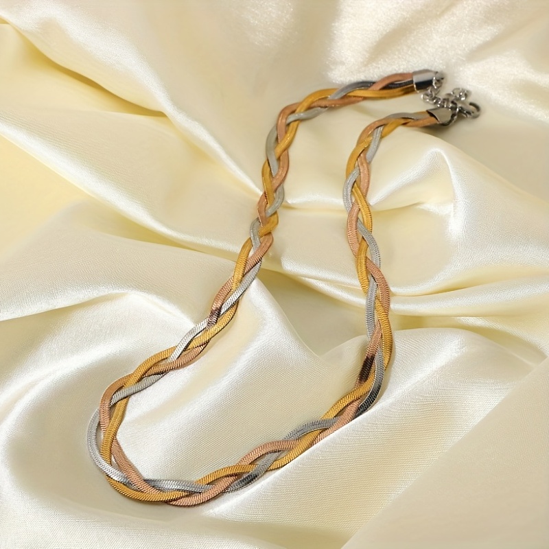 22kt 3-Tone Gold Slim Layered Beaded Chain| Raj Jewels