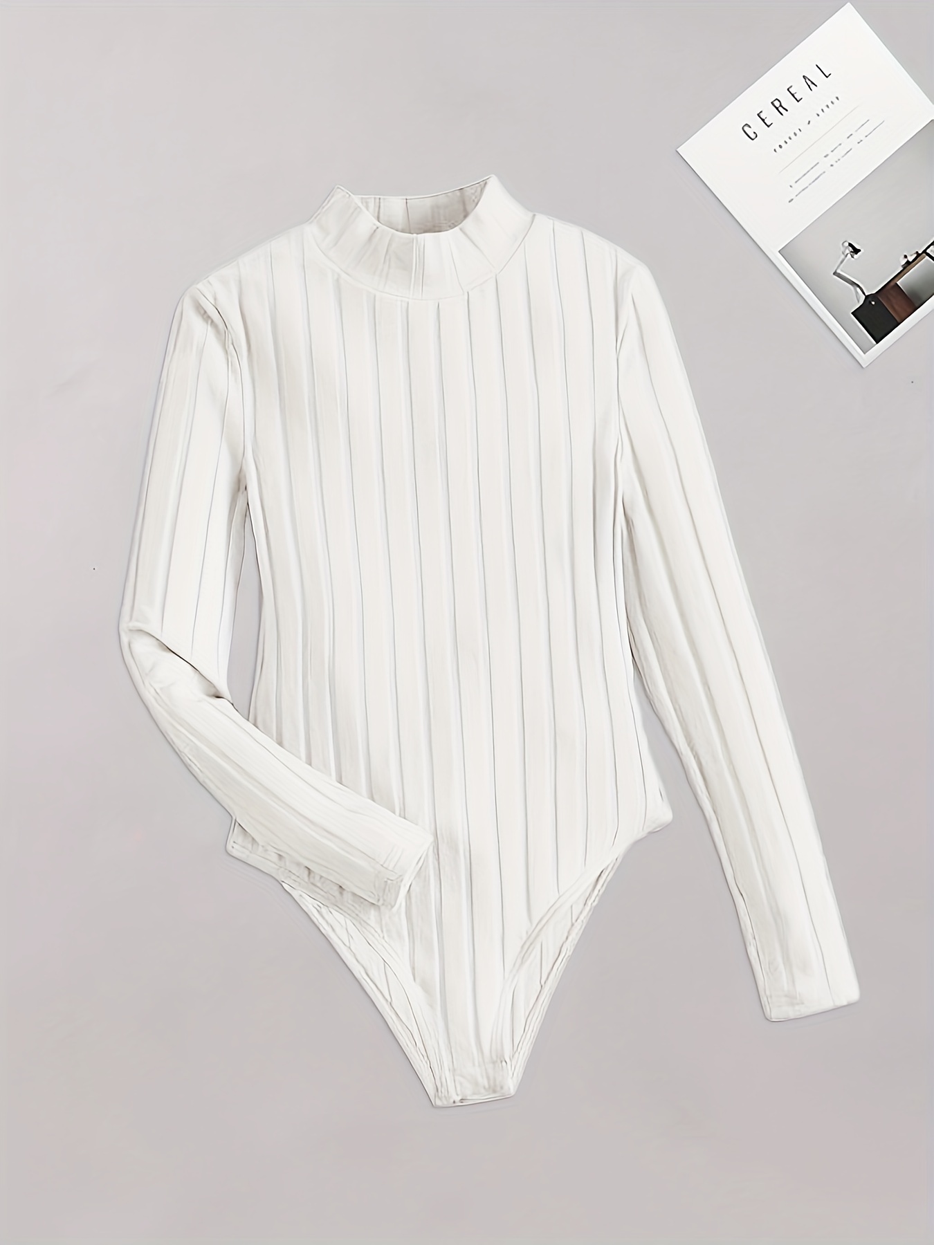 Trendy Girl Ribbed Long Sleeve Romper (Cream)