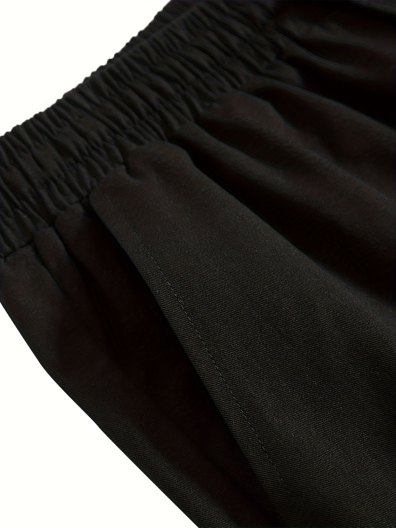 Men's Solid Cotton Pants Casual Elastic Waist Drawstring Trousers