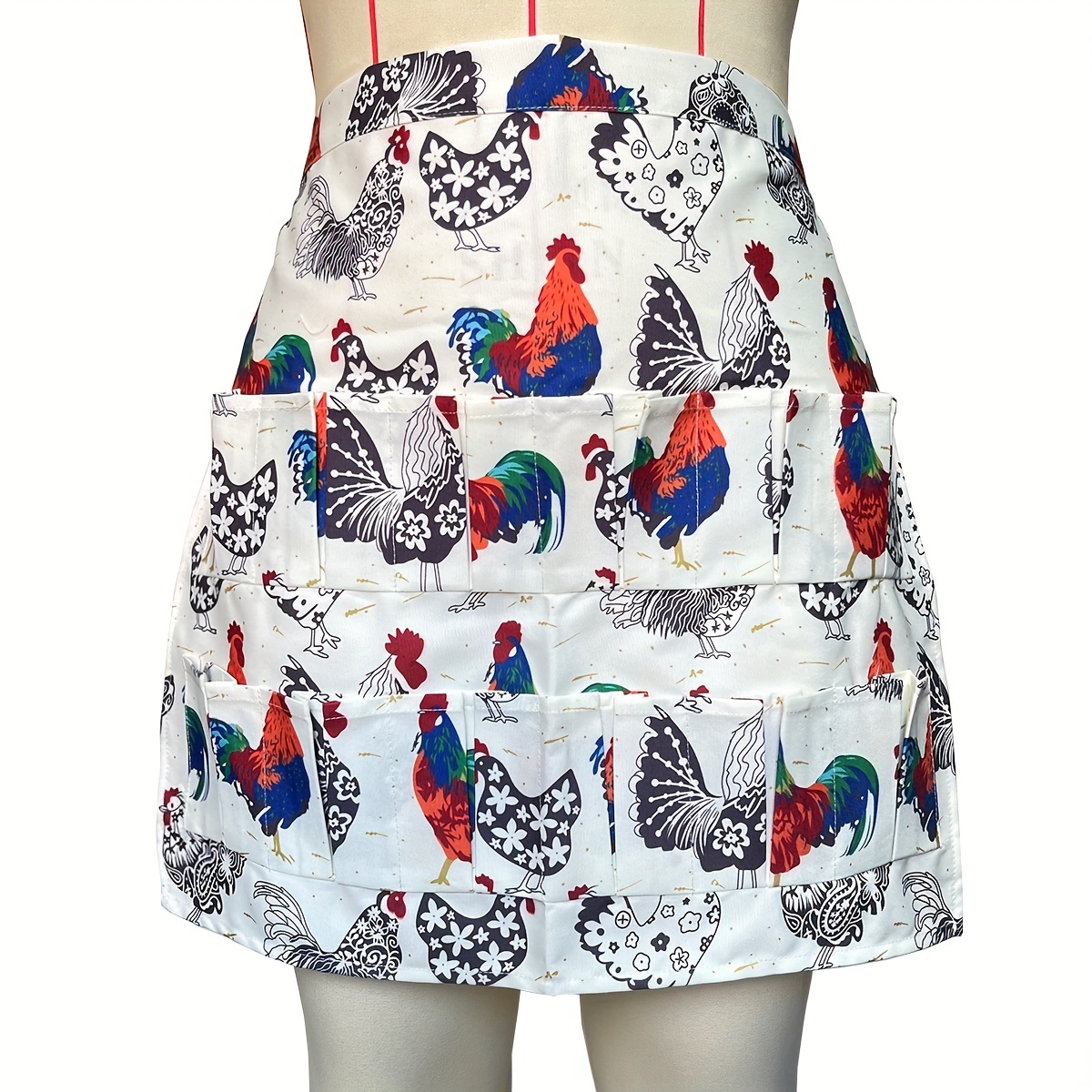 1pc Polyester Rooster Apron with Double row Pocket