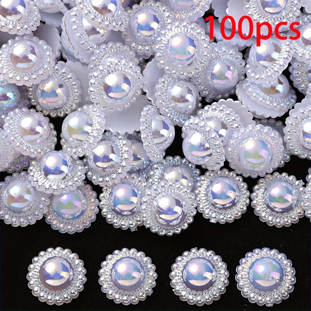 Image of 100pcs/pack Colorful Acrylic Sun Flower Half Face Beads Color Random, For Jewelry Making Handcrafts Phone Case Additions