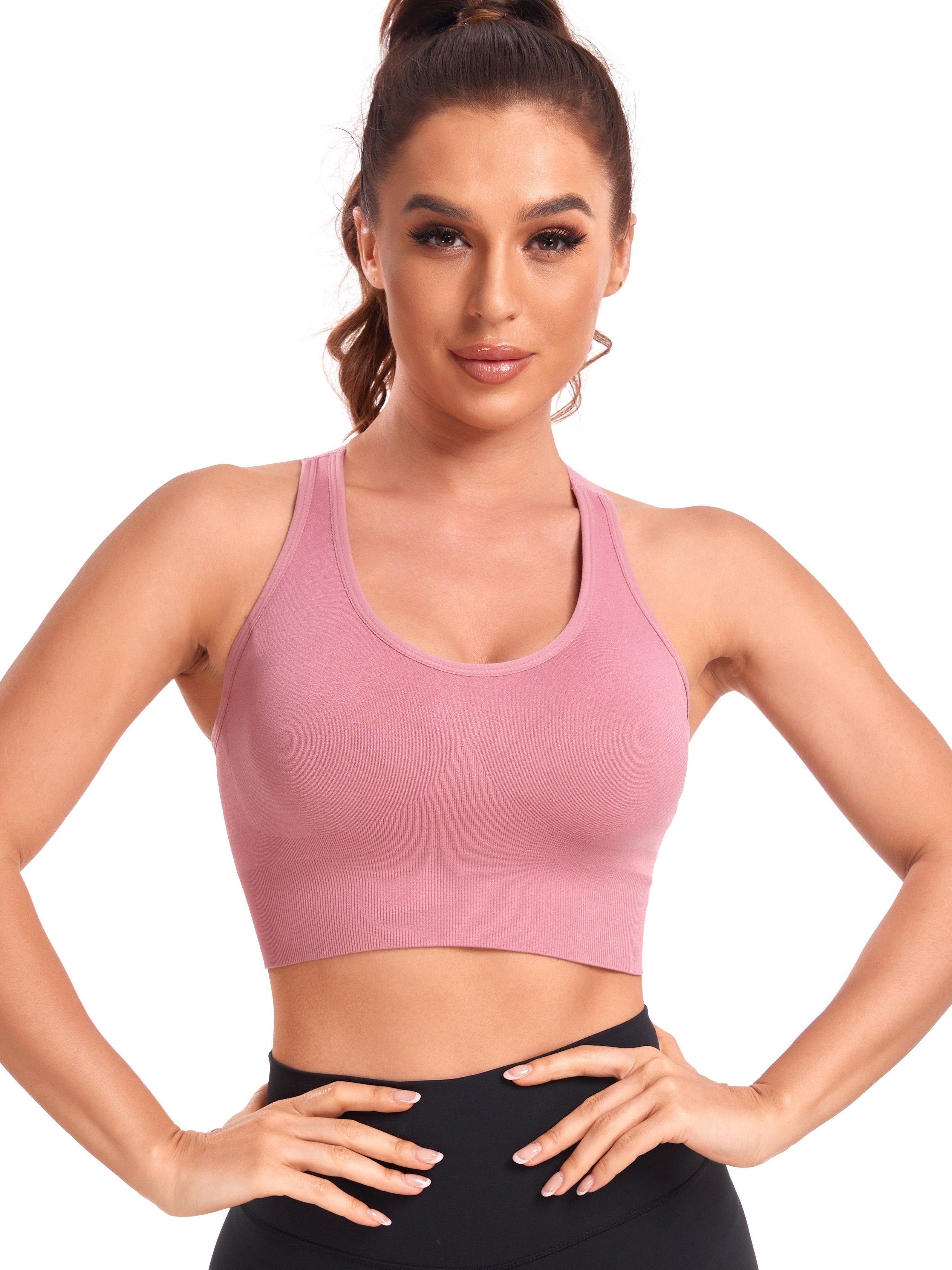 Women Seamless Sports Bra Wide Shoulder Straps Yoga Bras with Removable  Pads
