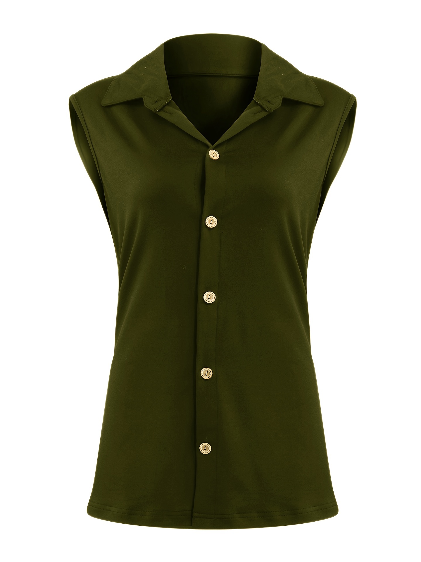 SoTeer Womens Sleeveless Tank Tops Casual Button Down Work Blouse Shirts  Solid Collared Tops Army Green at  Women's Clothing store