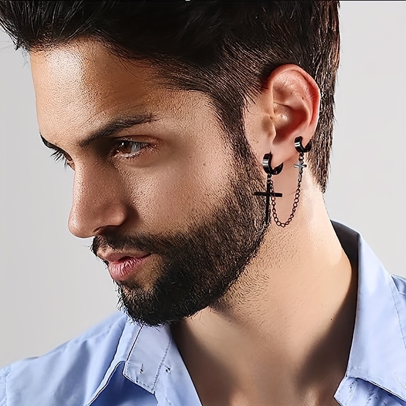 Icon Brand Ear Cuff Earring In Black for Men