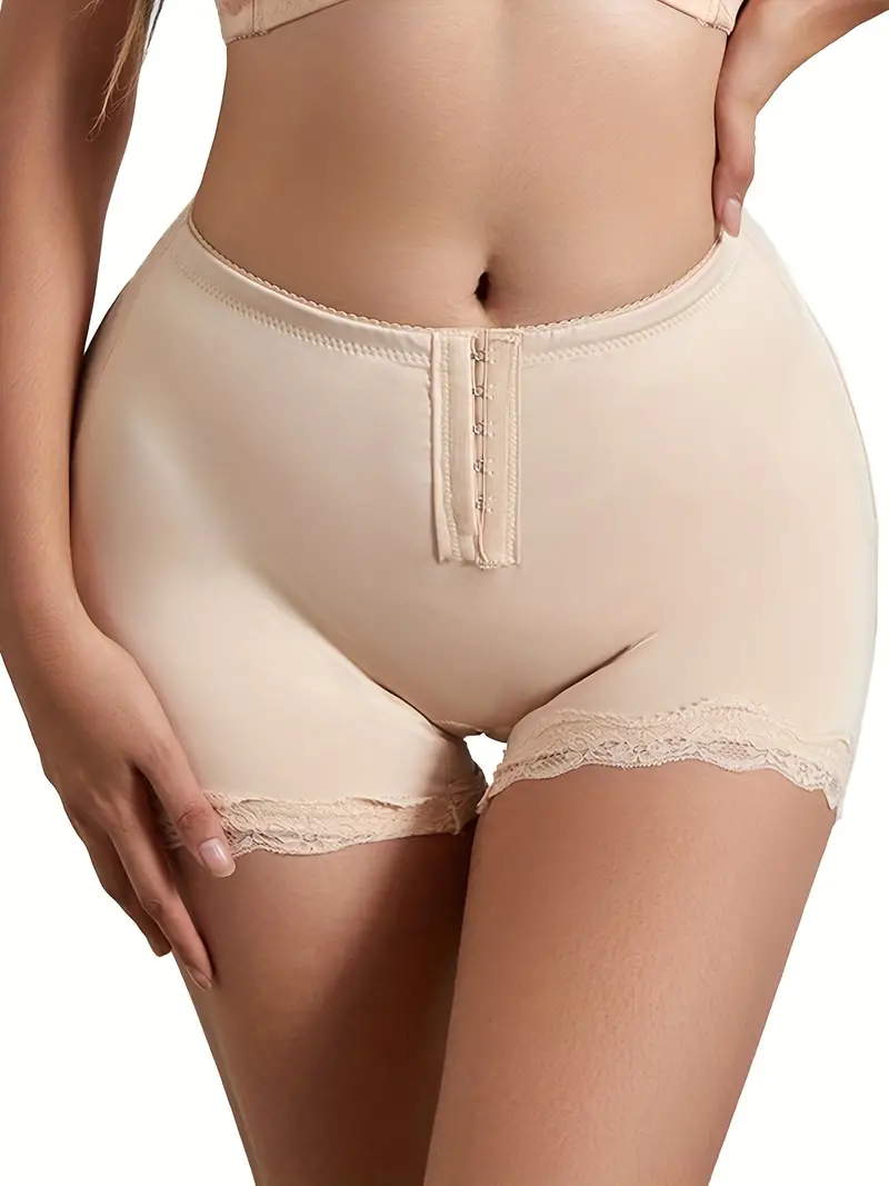 Contrast Lace Shaping Panties, Tummy Control Hollow Open Butt Compression  Panties, Women's Underwear & Shapewear