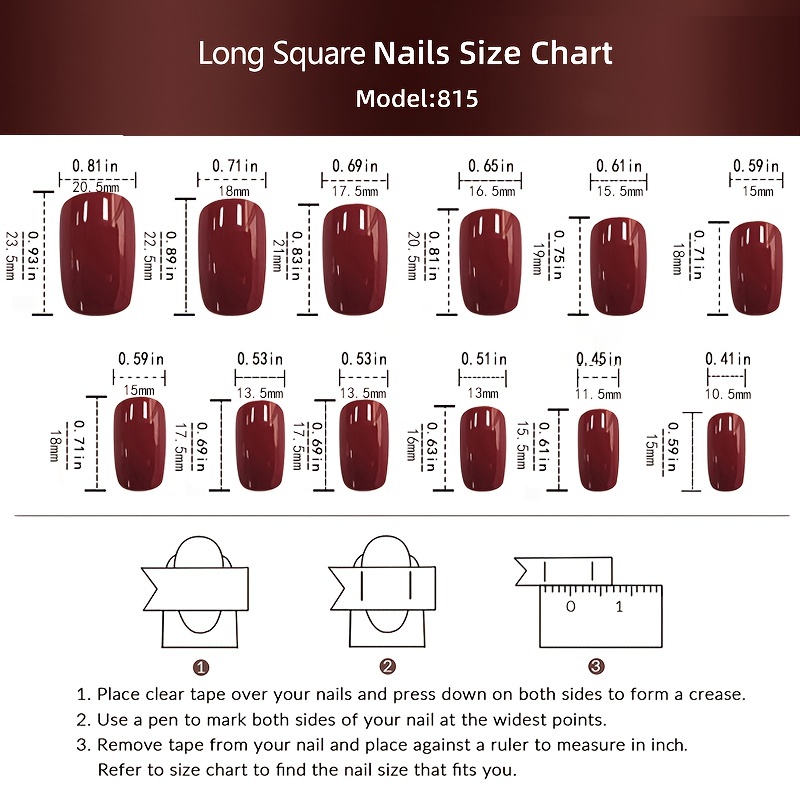 burgundy gloss false nails fake nails medium glossy acrylic full cover simple press on nails kit details 3