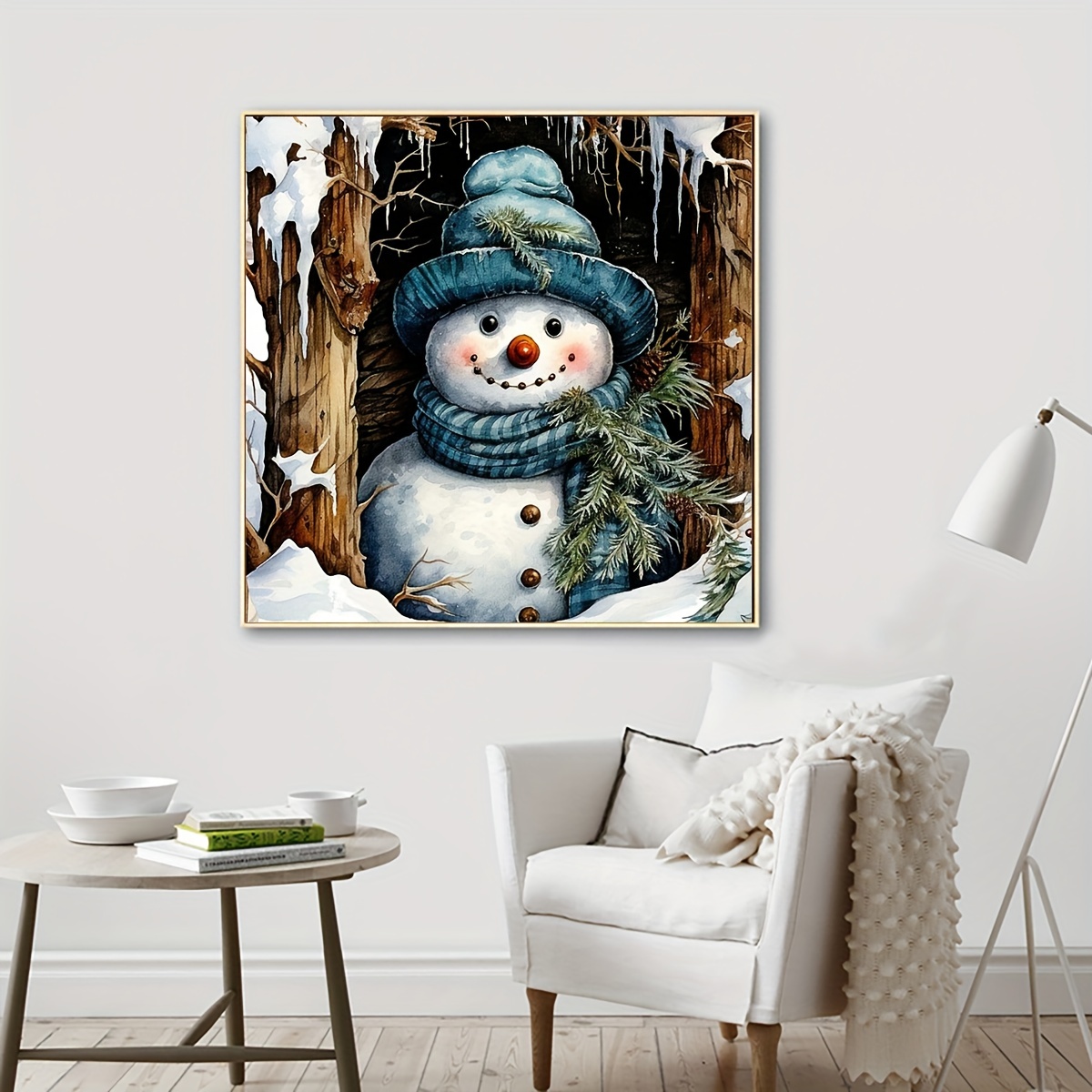 Diy 5d Frameless Diamond Painting Christmas Snowman In The Snow Wall