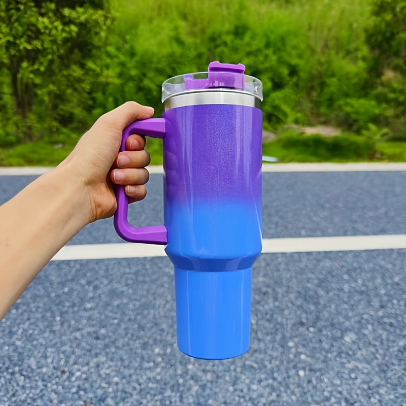 Solid Color Tumbler With Lid, Stainless Steel Thermal Water Bottle With  Handle, Portable Drinking Cups, Stanley Car Cups, For Car, Home, Office,  Summer Drinkware, Travel Accessories, Birthday Gifts - Temu