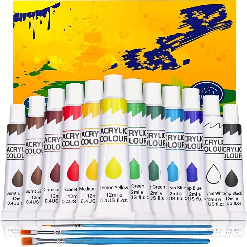 Acrylic Paint Set 24 Colors Craft Paints in Tubes with 10 Art Brushes Rich  Pigment for Artists Beginners Kids Painting on Canvas Wood Fabric Crafts,  36ml/Tube - Yahoo Shopping