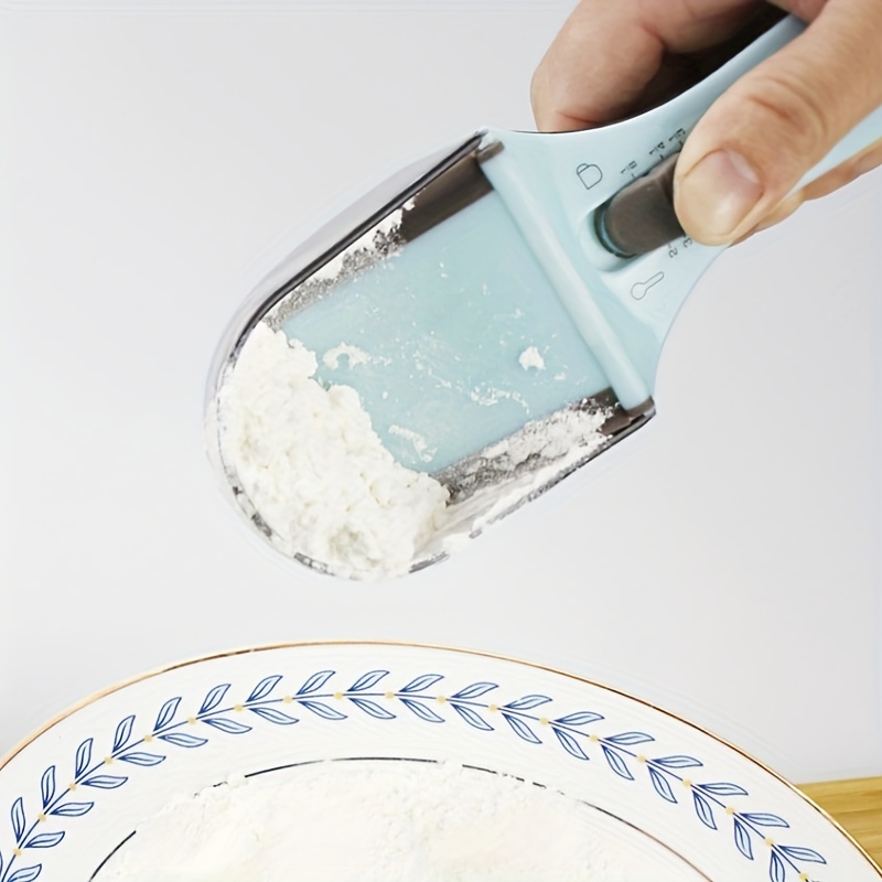 ADJUSTABLE MEASURING SPOON - Adjustable Plastic Gauge with Measurement for  Kitchen Baking Tool