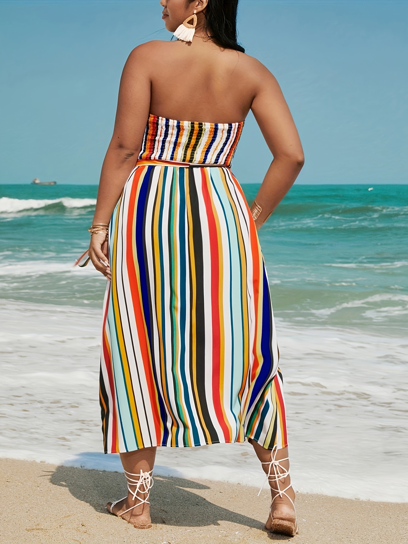 Plus size shop strapless beach dress