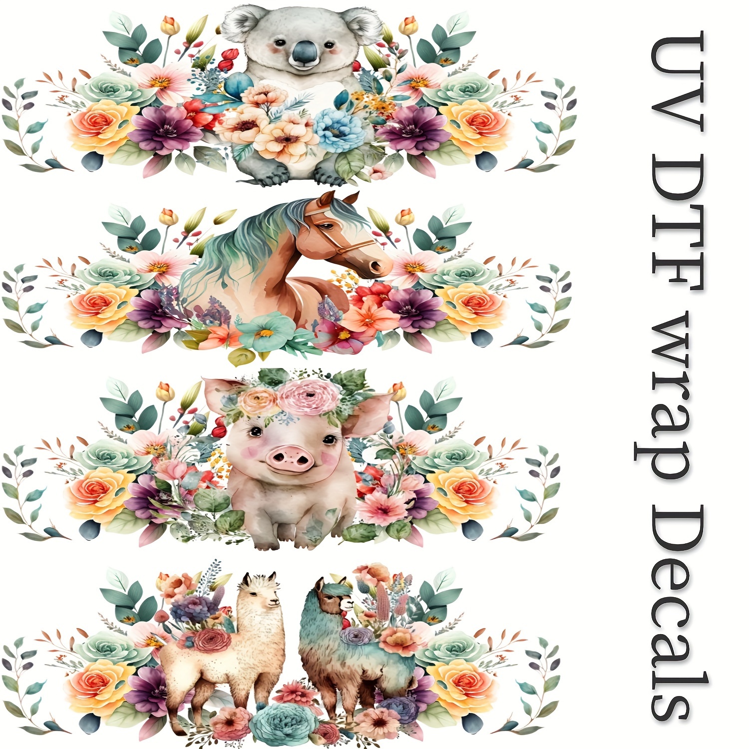 Uv Dtf Cup Wrap Transfer Stickers Spring Easter Flowers - Temu