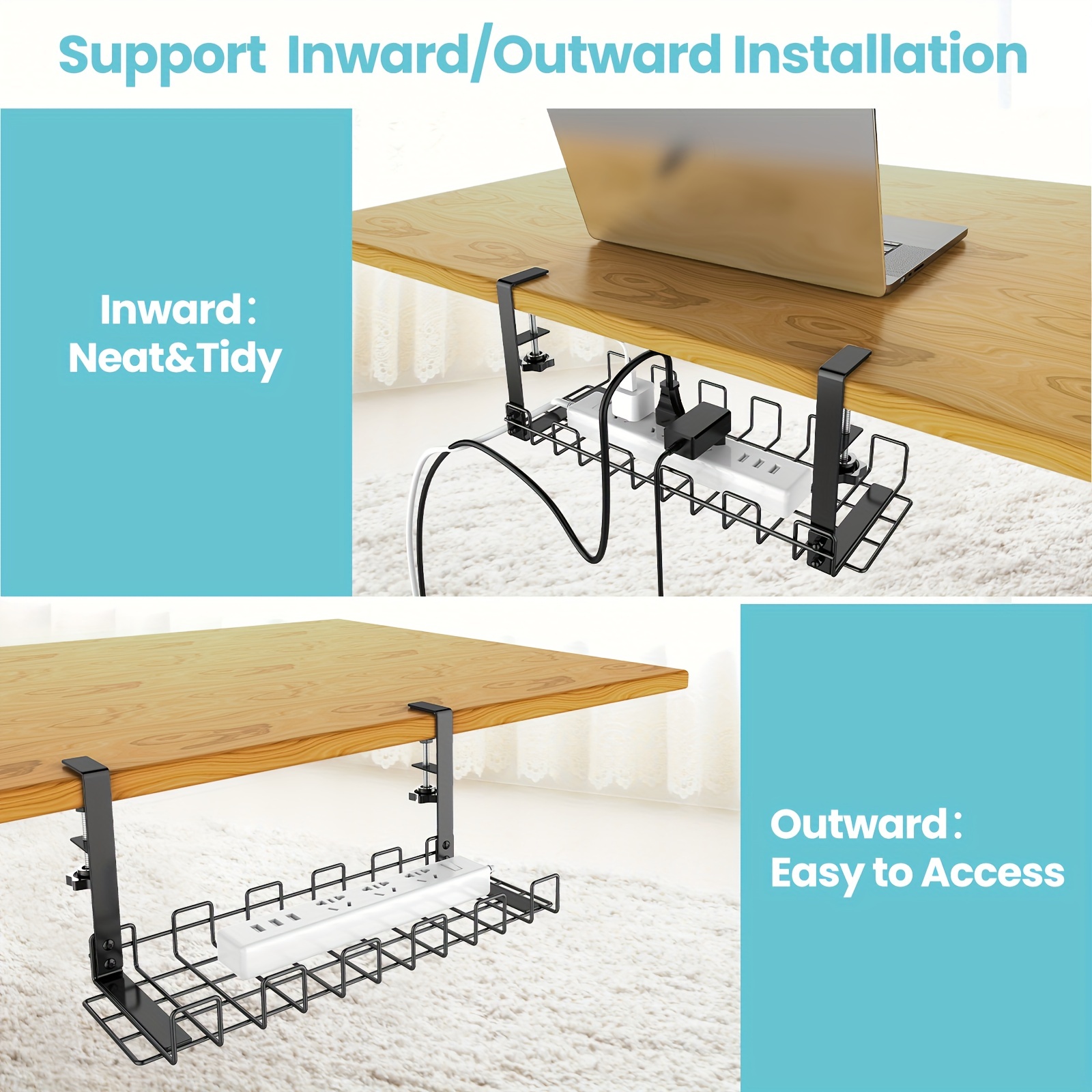 Under Desk Cable Management Tray No Drill Steel Desk Cable - Temu