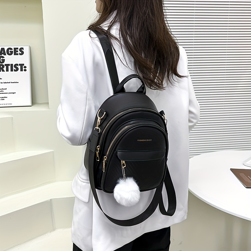 

Fashion Solid Color Backpack Purse, Women's Small Daypack, Two-way Shoulder Bag, Simple Outdoor Travel Schoolbag
