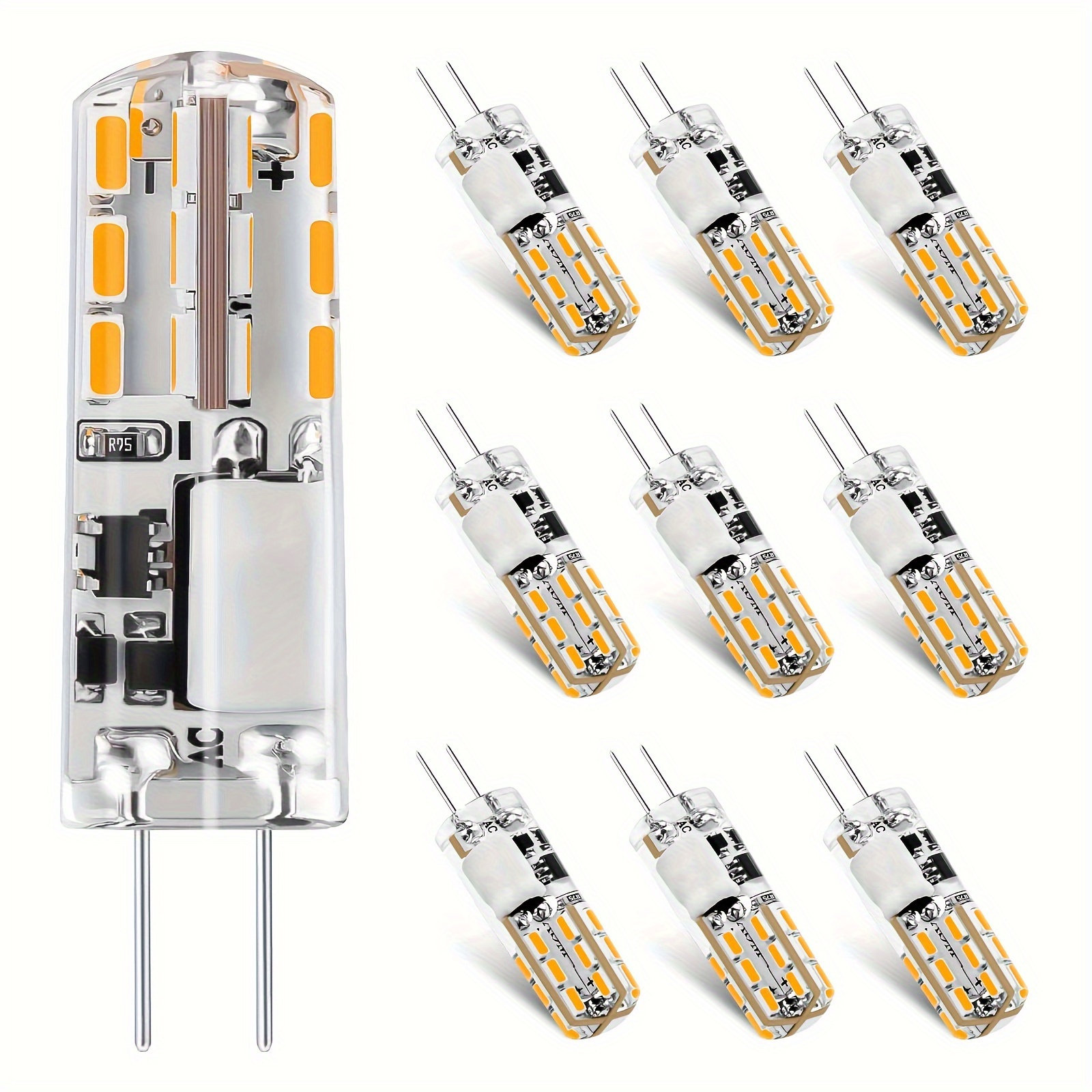 

10pcs, G4 Led Bulbs, 1.5w - 2w Ac/dc 12v Bi-pin Base, Warm White 2700k - 3000k, Cool White 6000k, Non Dimmable, Suitable For Chandeliers Table Lamps Bedside Lamps Wall Lamps Crystal Lamps