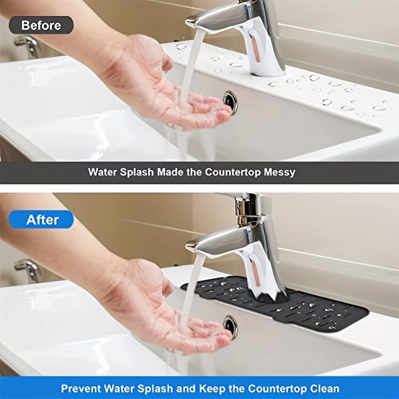 Silicone Faucet Handle Drip Catcher Mat, Silicone Sink Splash