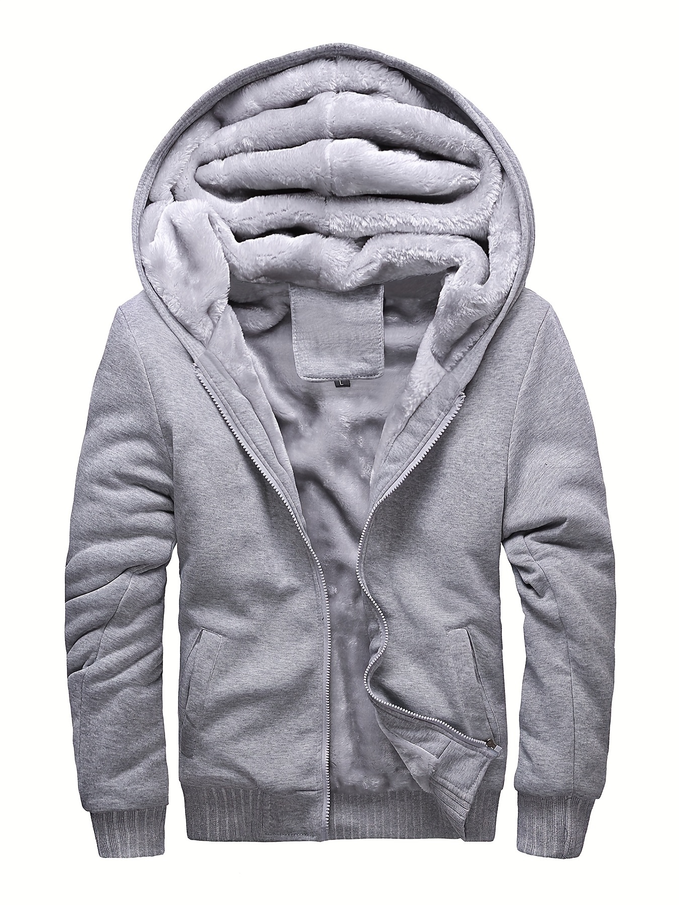 BOONEE Zipped Fishing V.e.s.p.a Hoodie, Breathable Men Jacket with Hood,  Comfort Midweight Hoody for Adult Running-Grey