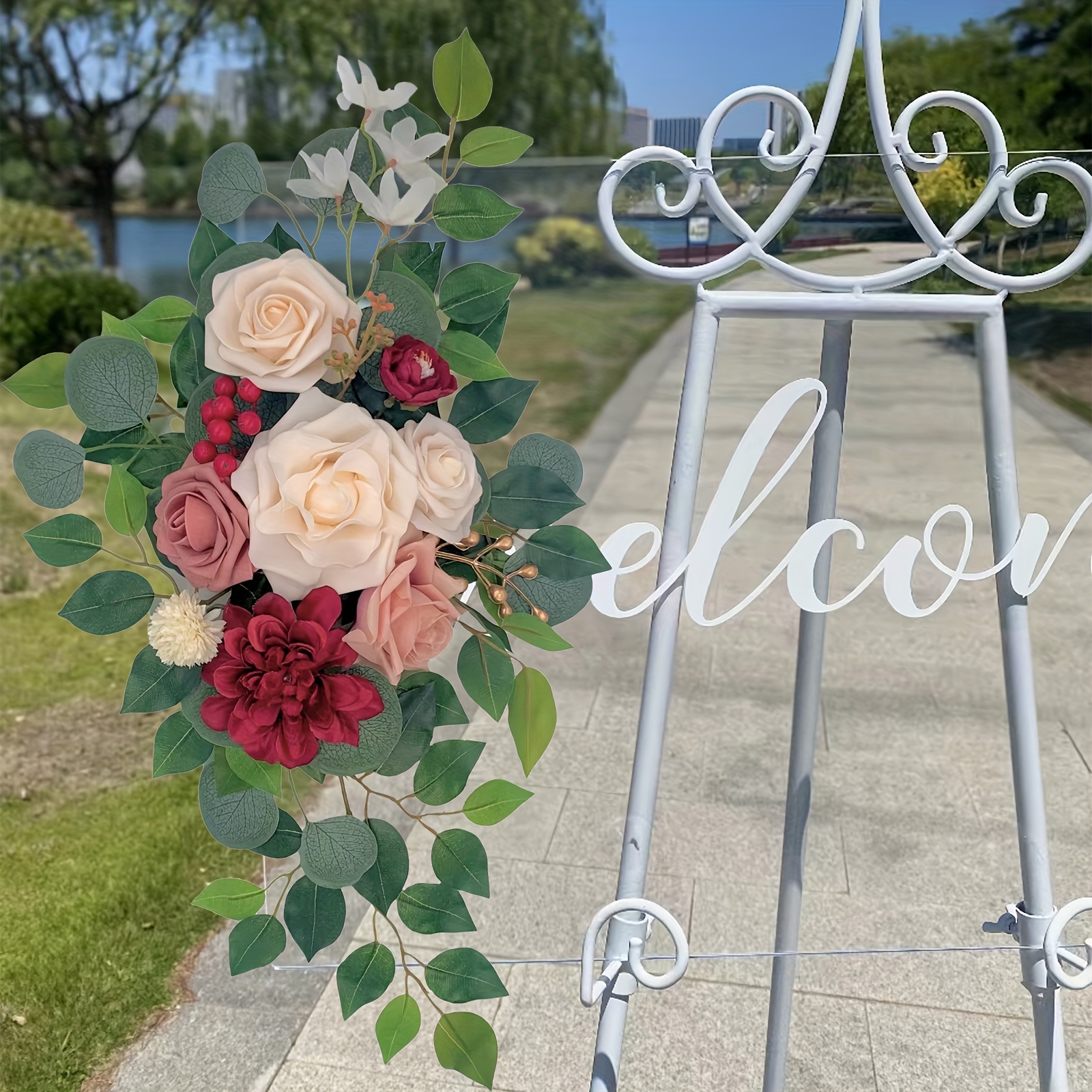 2pcs/set Flores Artificiales De Arco De Boda, Arreglos De Guirnaldas De  Flores De Rosa DIY Guirnalda Floral De Follaje Para Decoraciones De Mesa De  Fo