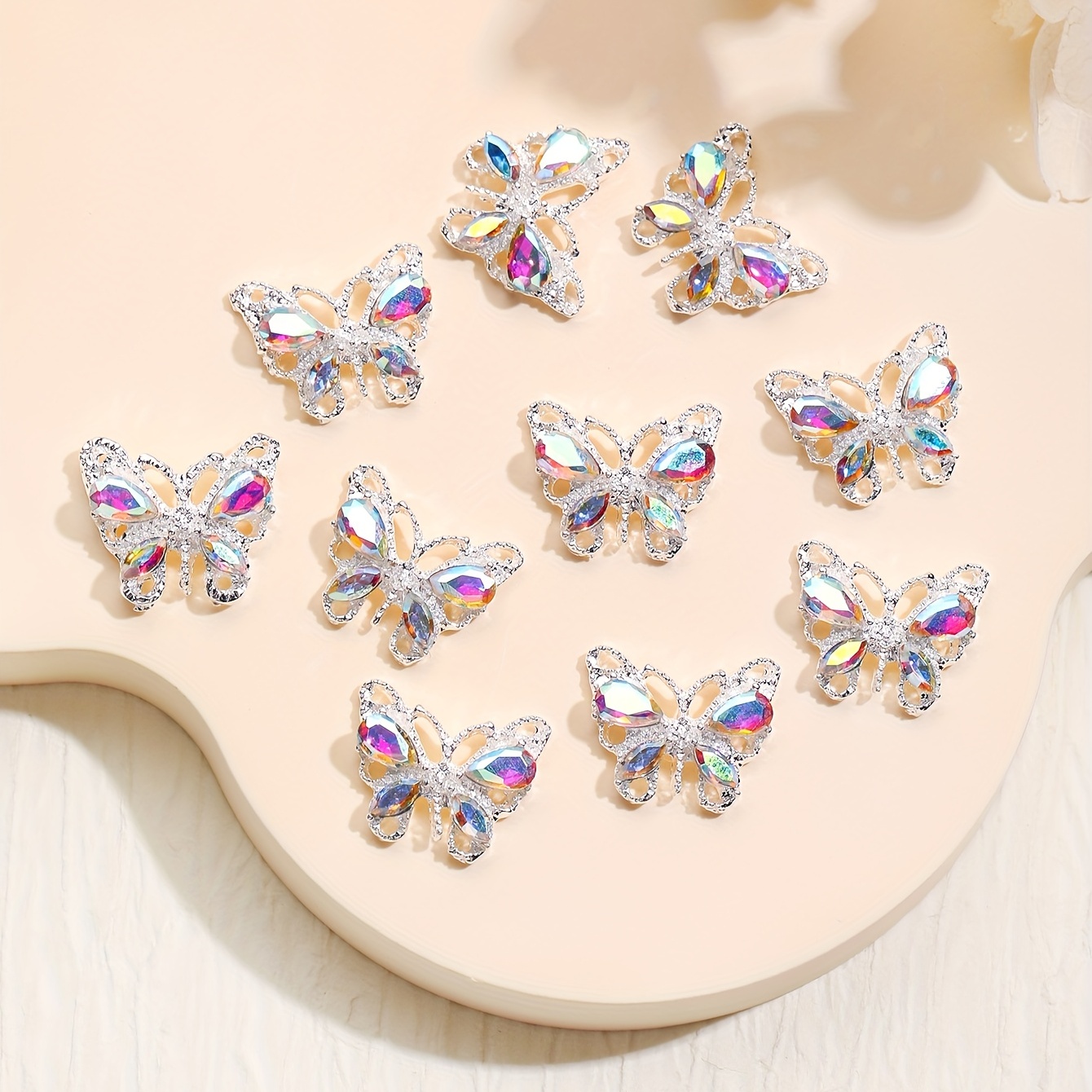 20 Pcs 3D Butterfly Nail Charms Rhinestones For Nail Diamonds Nail Art