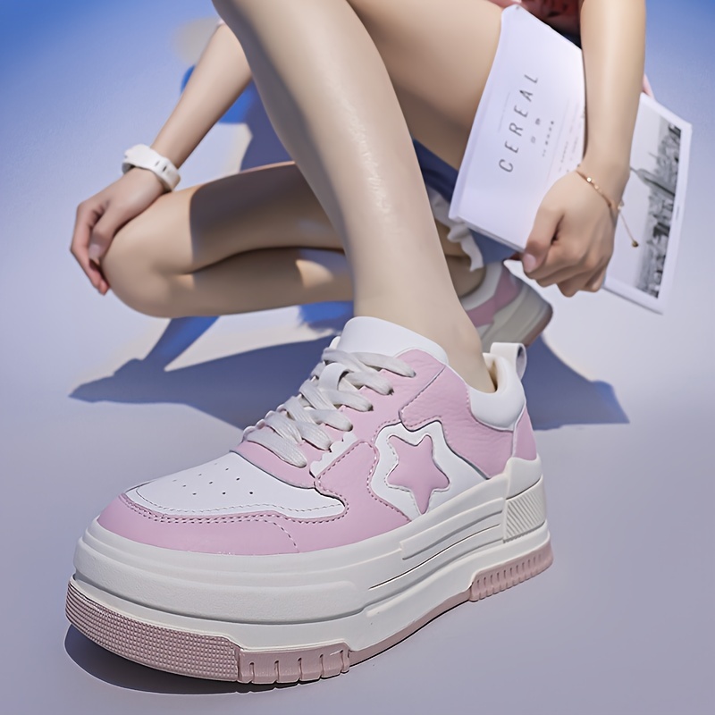 Pink Star Sneakers, Platform Shoes, Harajuku Women Shoe, Kawaii
