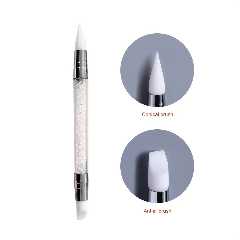 Silicone Nail Art Acrylic Pen Brushes Rhinestone Nail Polish Carving Pen  Rubber Tip Nail Brushes Nail Art Tools for Home Salon 1 