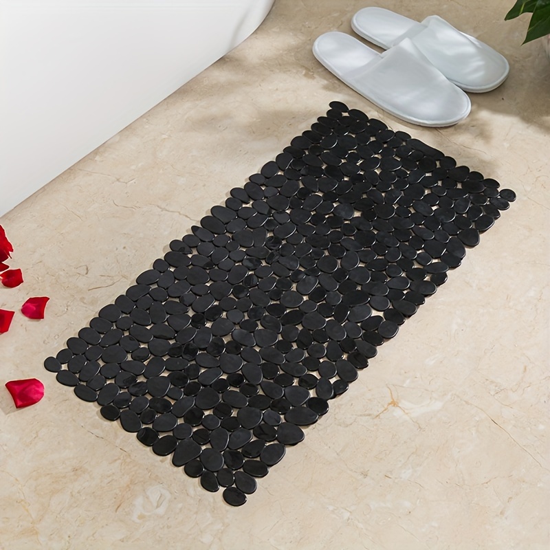 Non-slip Pebble Bathtub Mat Black, (for Smooth/non-textured Tubs Only) Safe Shower  Mat With Drain Holes, Suction Cups For Bathroom - Temu