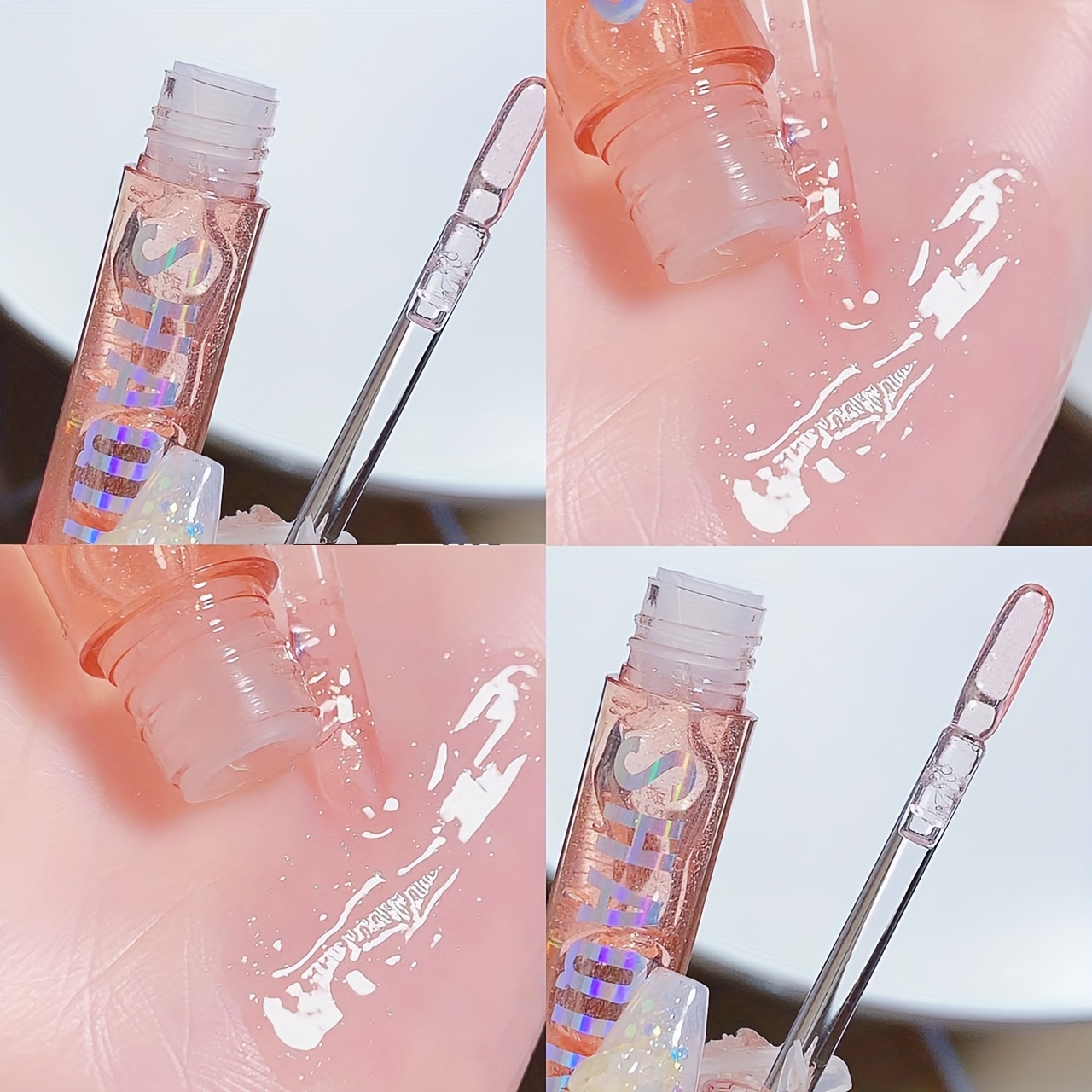 4-färgers läppglans ~ vatten glödande munpart, glasaktig transparent läppvax, återfuktande läppton, lagerbar läppstift - beauty & health - Temu Sweden