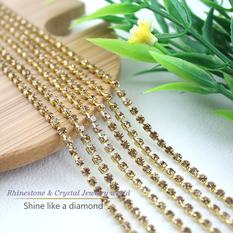 Italian Crystal and Gold Rhinestone Trim - SS12/3MM