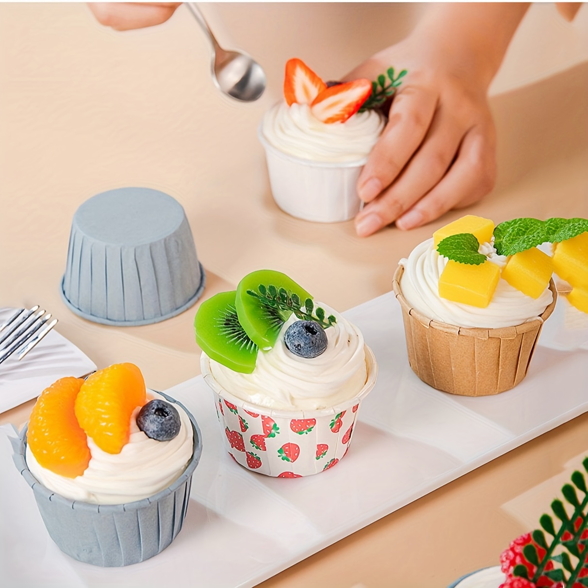 100pcs 3.5cm Coffee White Small Mini Cupcake Liner Baking Cup