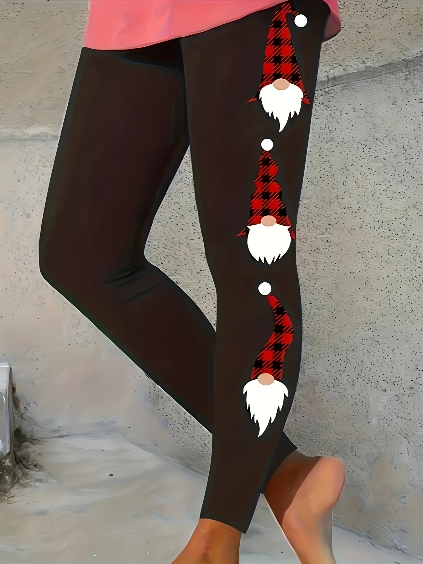 Plus Size Christmas Leggings Women's Plus Snowflake Slogan - Temu