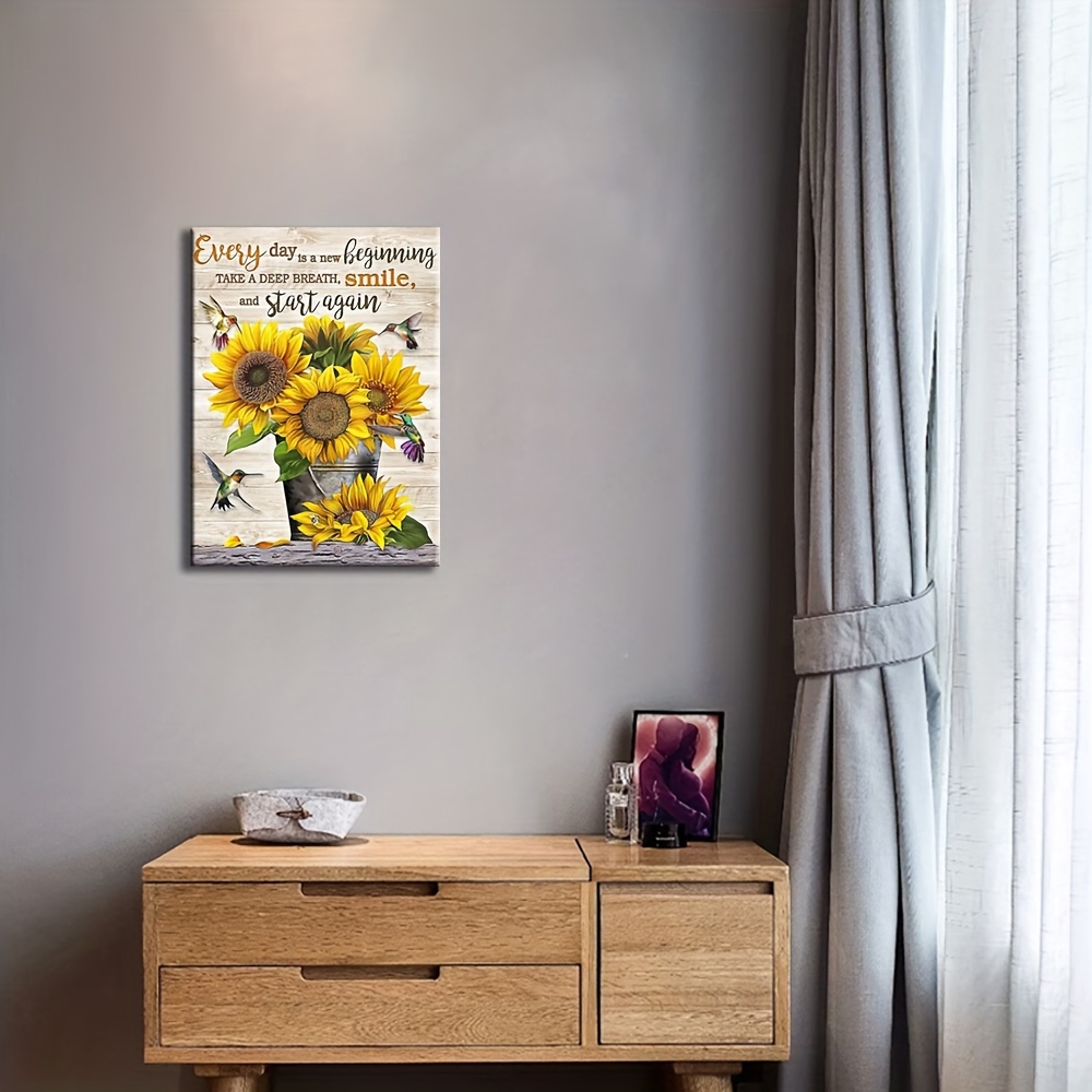 Sunflower Letter Print Canvas Wall Art Classic Modern - Temu