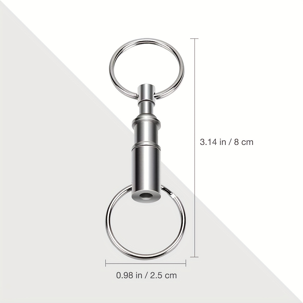 2Pcs Key Ring Key Chain Stainless Steel Keyring Keychain Split