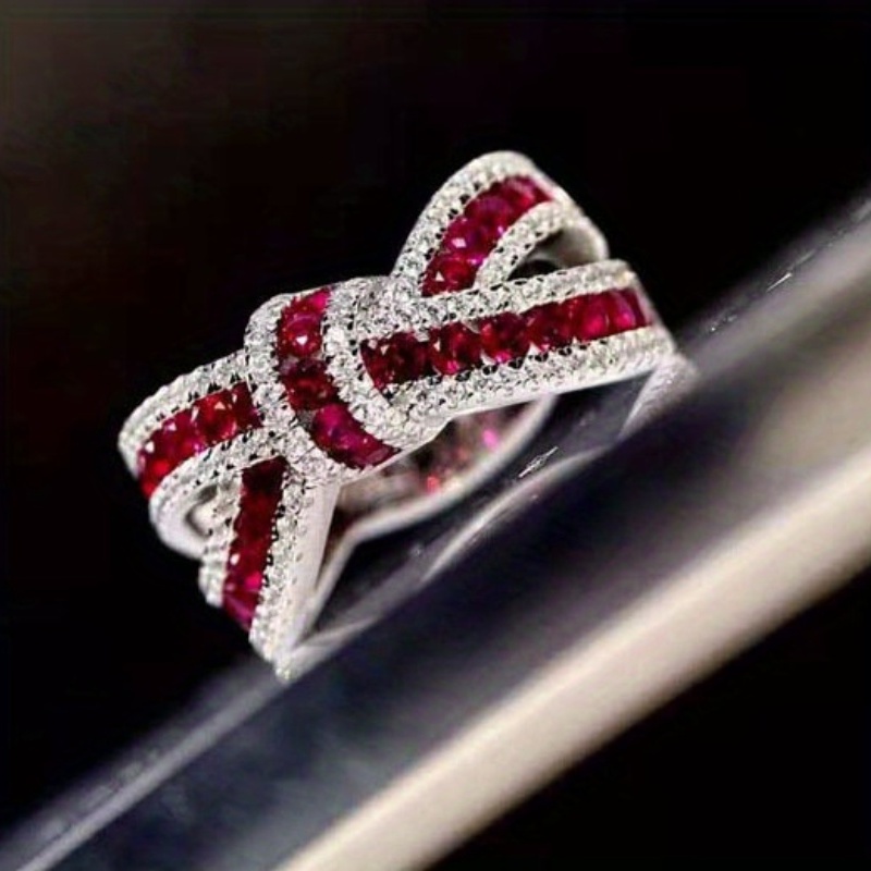 

Exquisite Ring Silver Plated Cute Bow Knot Design Paved Shining Zircon Perfect Birthday Gift For Female Match Daily Outfits