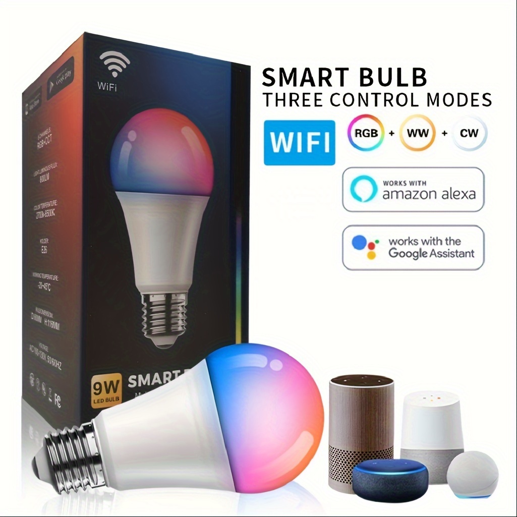 Bombilla LED Inteligente WiFi Smart E27 10W , RGB Ajustable, Funciona con  APP TUYA