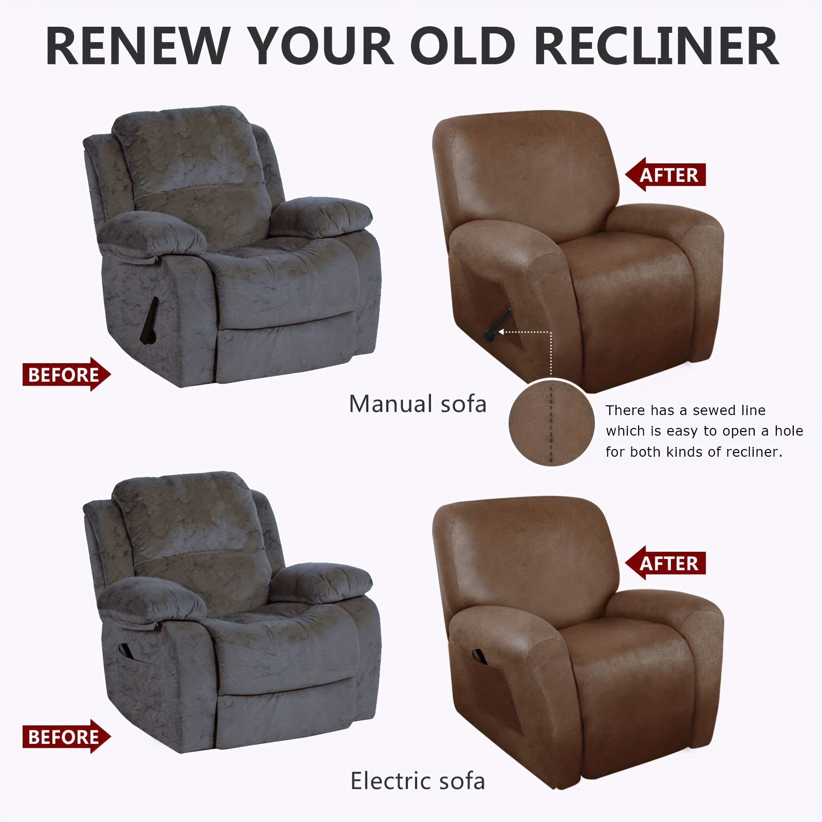 Faux Leather Bronzing Recliner Chair Cover Recliner Chair - Temu