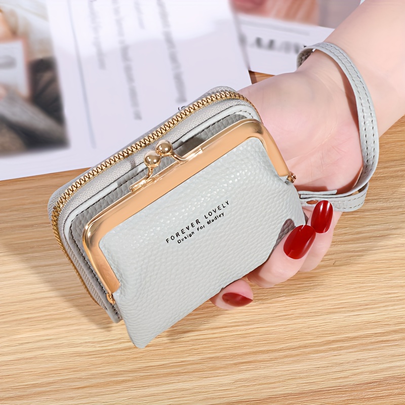 2023 New Wallet Women's Fashion Wrist Strap Short Zero Wallet Large  Capacity Coin Clip Bag Multi Card Card Bag Money Clip