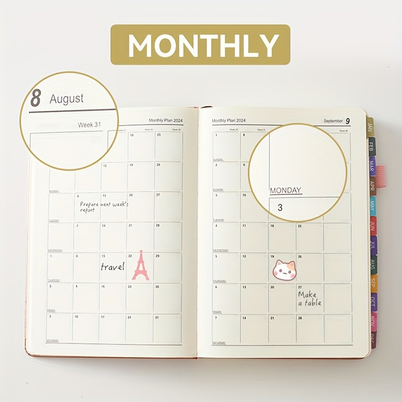 2024 Daily Planner academic Year Weekly Monthly Planners A5 - Temu United  Kingdom