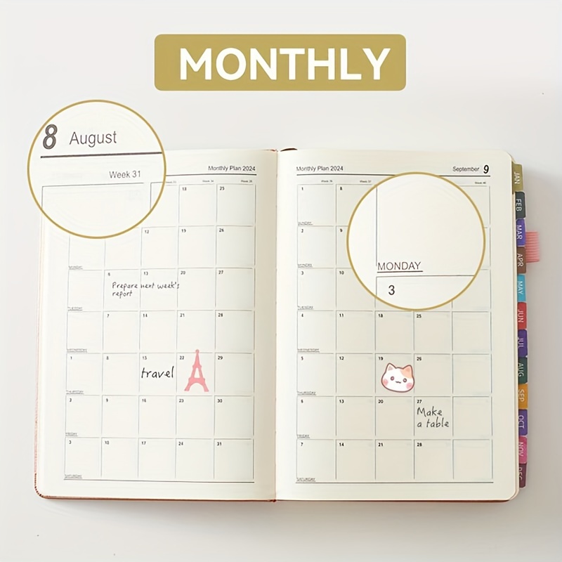 2024 Daily Planner Academic Year Weekly Monthly Planners A5 - Temu