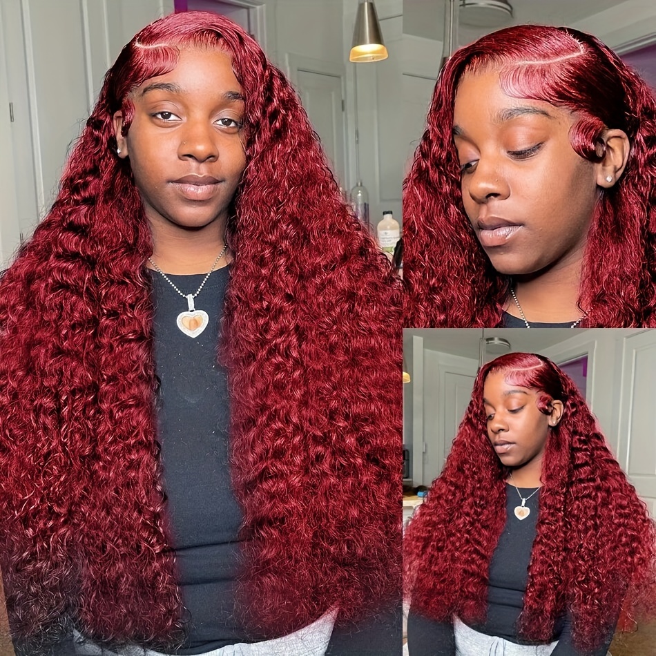 99J Burgundy Red Color 4 Box Braids Synthetic Lace Wig Full Hand