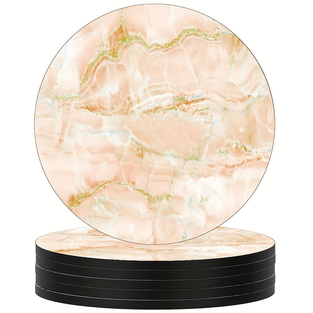 6pcs Colorful Marbling Coasters Non-slip Rubber Drink Coasters