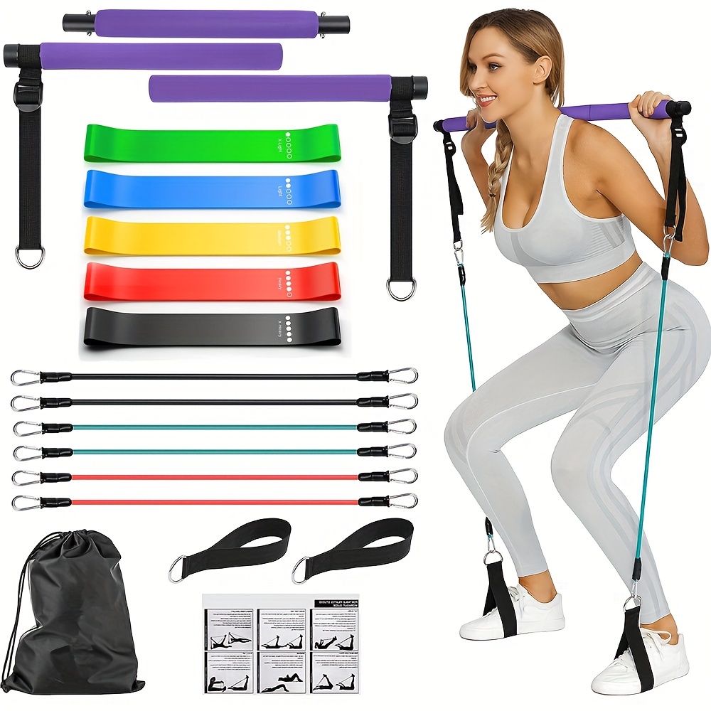 Kit de barra de Pilates portátil con bandas de resistencia para hombres y  mujeres - 6 bandas de resistencia para ejercicios (15, 20, 13.61 KG) - Equip