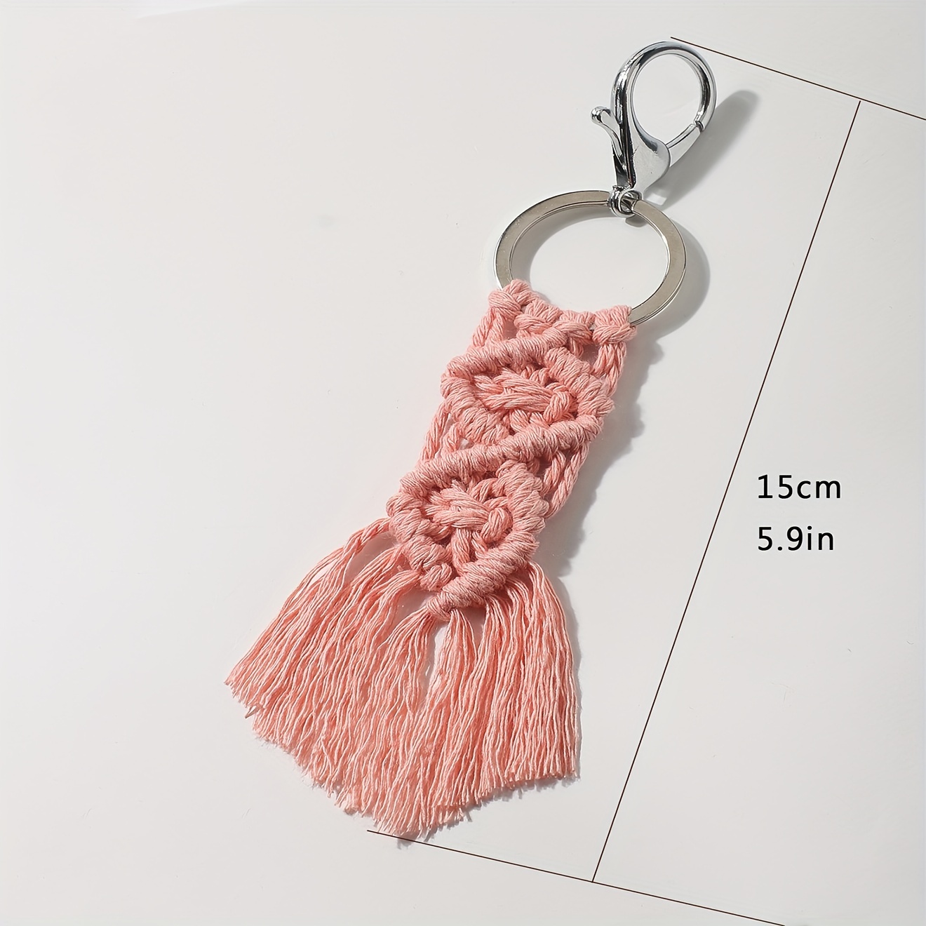 Boho Braided Macrame Keychain Retro Tassel Key Chain Ring Purse