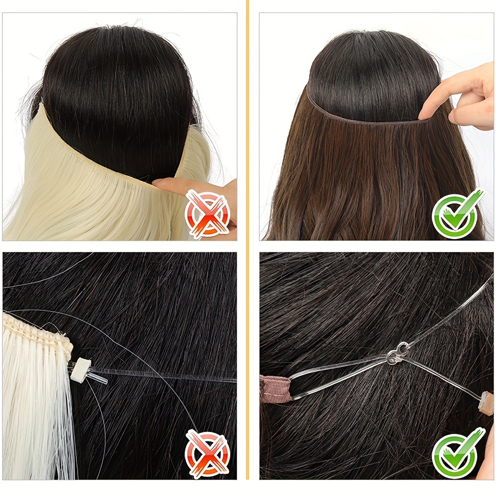 Invisible Wire Synthetic Hair Extensions Adjustable Long - Temu